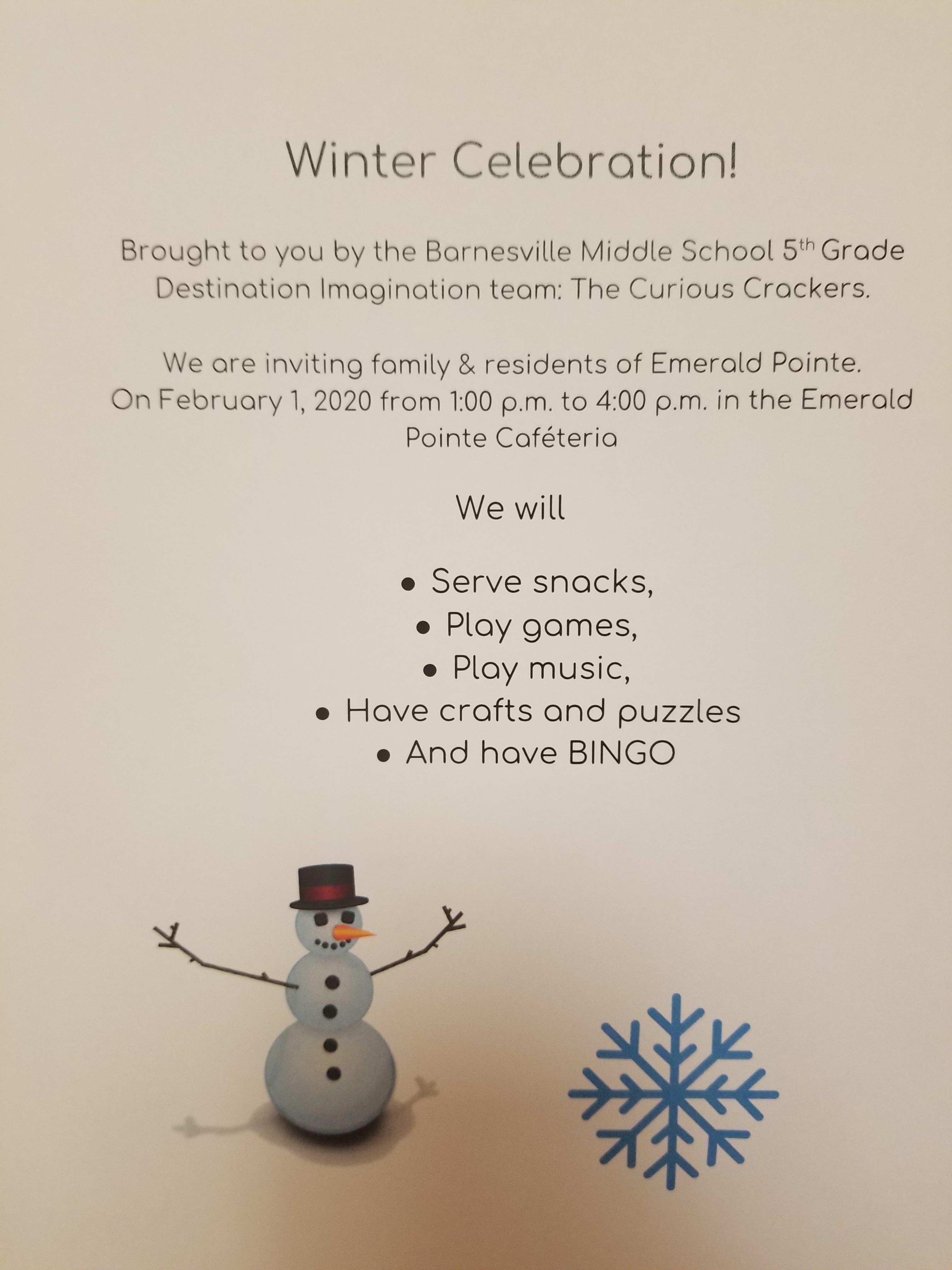 Barnesville 5th Graders Make a Difference at Nursing Home